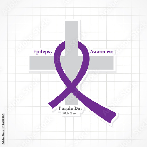 World epilepsy day (Purple day) - Epilepsy Awareness-26 march. Purple ribbon.