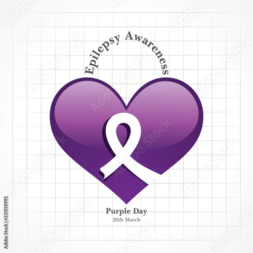 World epilepsy day (Purple day) - Epilepsy Awareness-26 march. Purple ribbon.