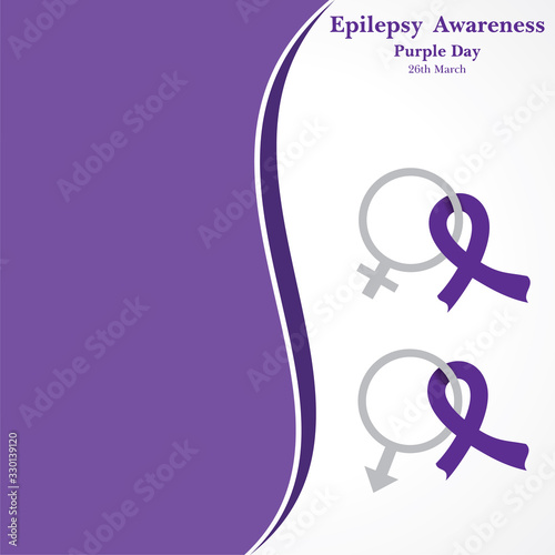 World epilepsy day (Purple day) - Epilepsy Awareness-26 march. Purple ribbon.