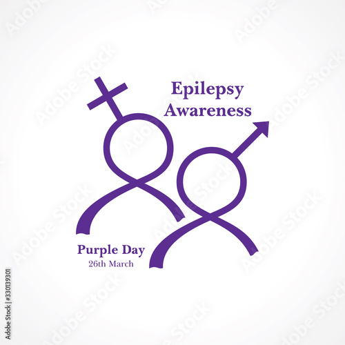 World epilepsy day (Purple day) - Epilepsy Awareness-26 march. Purple ribbon.