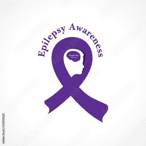 World epilepsy day (Purple day) - Epilepsy Awareness-26 march. Purple ribbon.