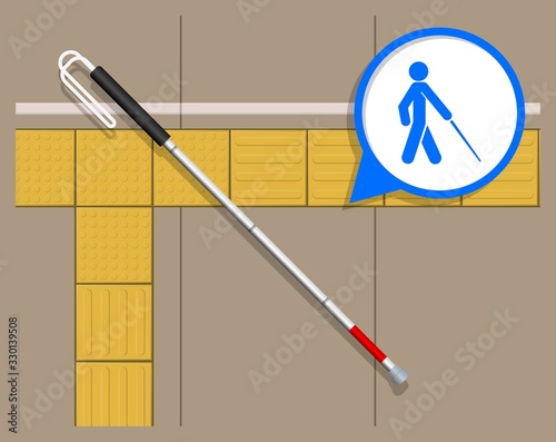 Tactile Paving Assist Blind People visually Impaired Indicator Guide Navigation Direction Sign on Ground Floor Surface Alert Warning Assistance Road Footpath Route Pedestrian Rail Station Platform