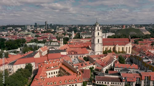 Wallpaper Mural VILNIUS, LITHUANIA - JULY, 2019: Aerial view of the Bell tower of the church of St. John and castle mountain in Vilnius. Torontodigital.ca