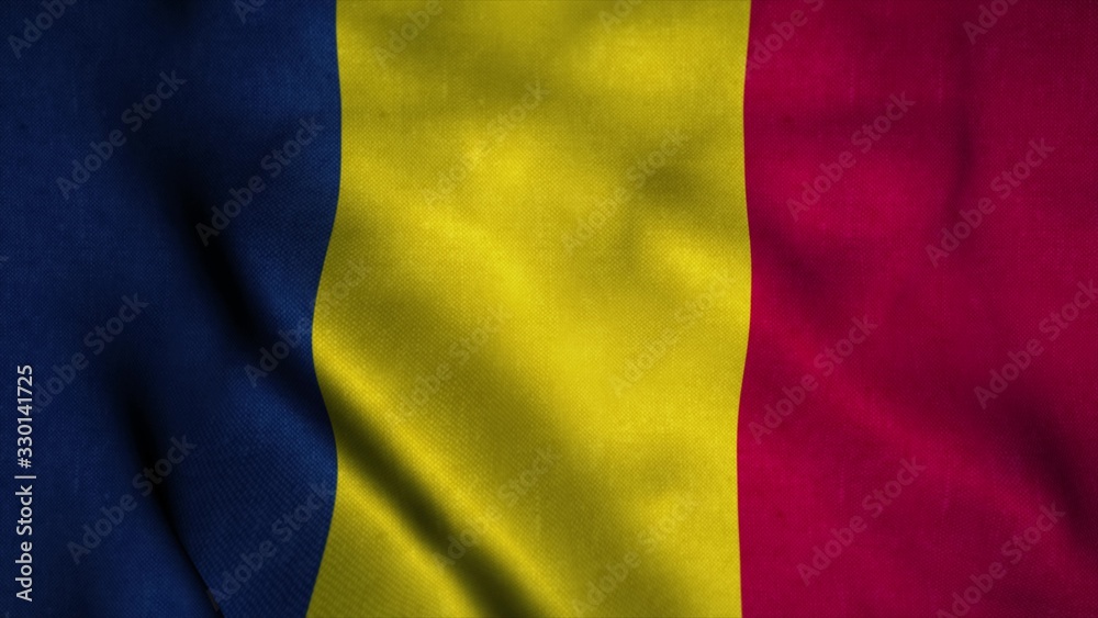 Chad flag waving in the wind. National flag of Chad. Sign of Chad. 3d illustration Chad flag waving in the wind. National flag of Chad. Sign of Chad. 3d illustration
