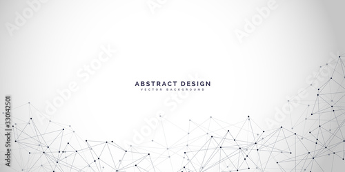 Abstract polygonal background with connecting dots and lines.Molecular structure with particles.  Vector technology background.Global network connection. 
