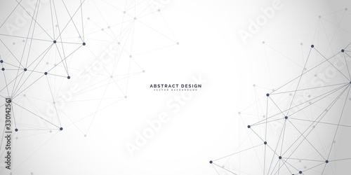 Abstract polygonal background with connecting dots and lines.Molecular structure with particles.  Vector technology background.Global network connection. 
