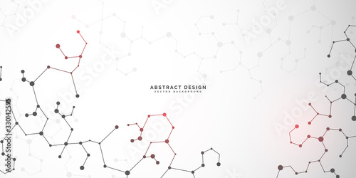 Molecules concept of neurons and nervous system. Scientific medical research. Molecular structure with particles. Abstract connecting dots and lines. Vector technology background.
