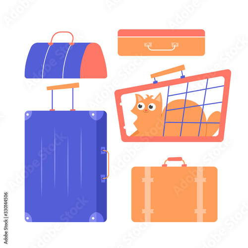 Fotografía Suitcases, bags, carrying with a cat