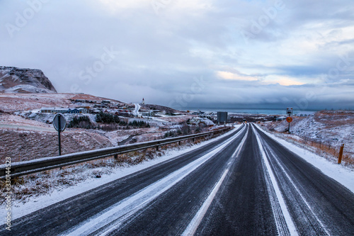 highway in winter Icelandic landscape