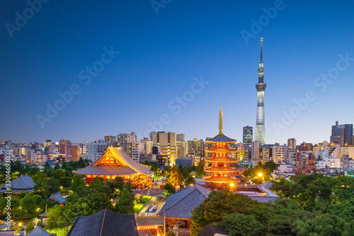 aerial view of tokyo city at night in japan photo