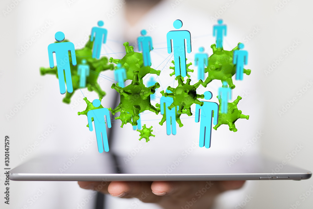 flu virus attack digital 3d