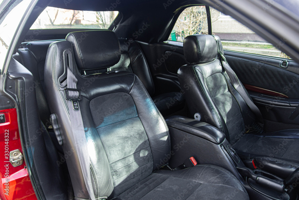 black leather car seats, combination leather. black leather car seats, combination leather.