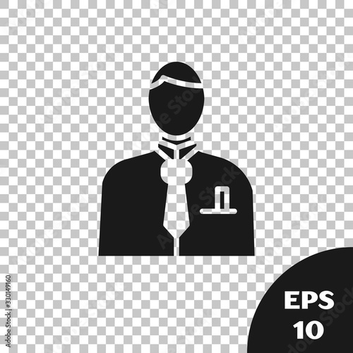 Black Businessman or stock market trader icon isolated on transparent background. Vector Illustration