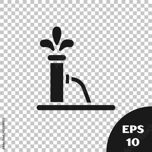 Black Oil pump or pump jack icon isolated on transparent background. Oil rig. Vector Illustration