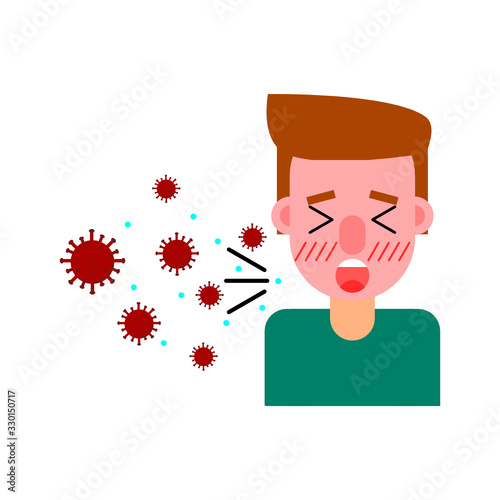 a man cough, virus spread through droplet transmission