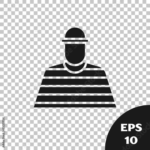 Black Prisoner icon isolated on transparent background. Vector Illustration