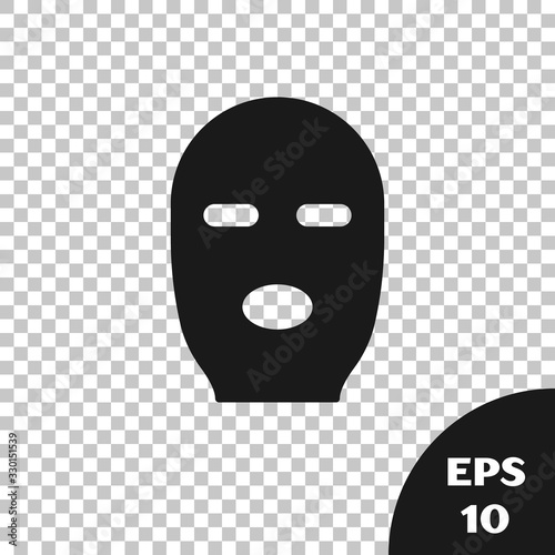 Black Thief mask icon isolated on transparent background. Bandit mask, criminal man. Vector Illustration