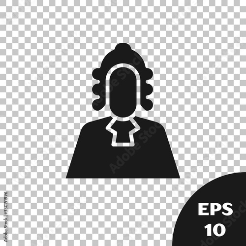 Black Judge icon isolated on transparent background. Vector Illustration