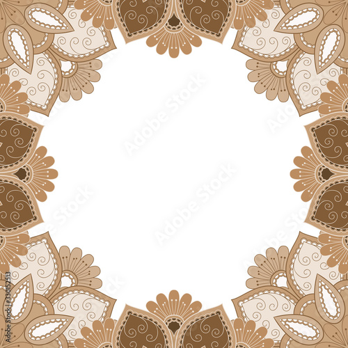 Abstract floral decorative frame for greeting card or invitation in ethnic style
