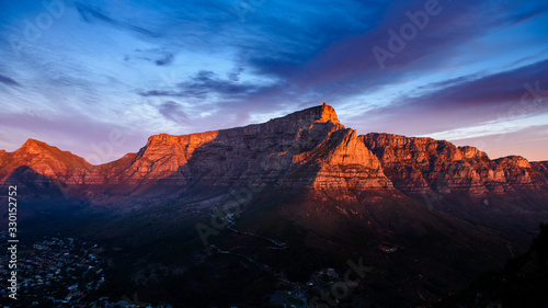 Table Mountain at sunset from Lion s head hiking trail 