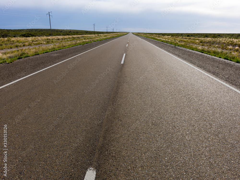 Patagonian route in Argentina, asphalt and dirt