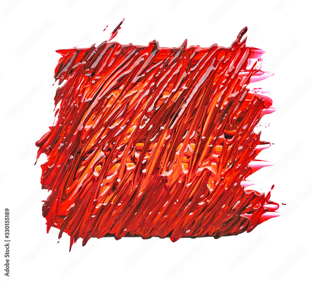 Naklejka premium Texture and strokes of multicolored acrylic paint with sparkles on a white background