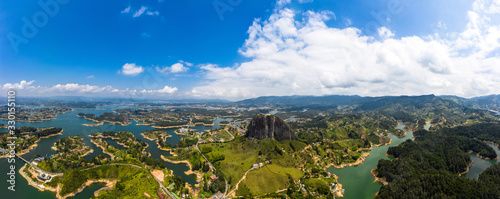 Aerial Panoramic view landscape of the Rock of Guatape, Piedra Del Penol, Colombia. photo