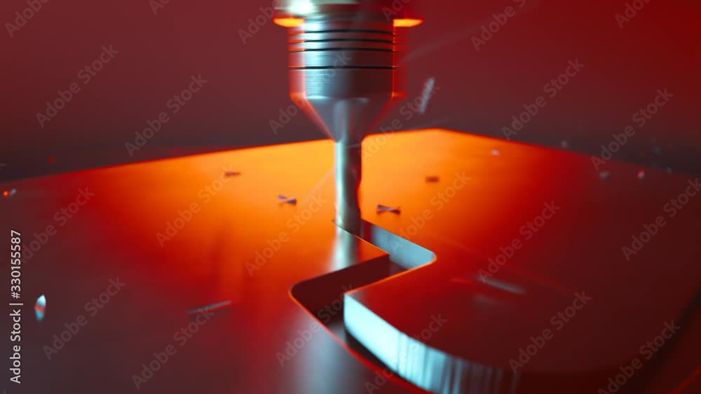 Advanced industrial CNC machine milling complex hole in a metal part. 4KHD