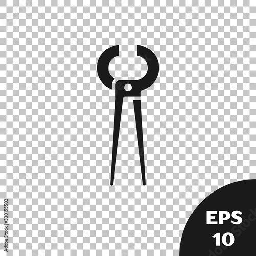 Black Pincers and pliers icon isolated on transparent background. Pincers work industry mechanical plumbing tool. Vector Illustration