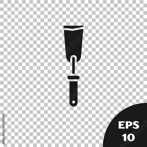 Black Putty knife icon isolated on transparent background. Spatula repair tool. Spackling or paint instruments. Vector Illustration