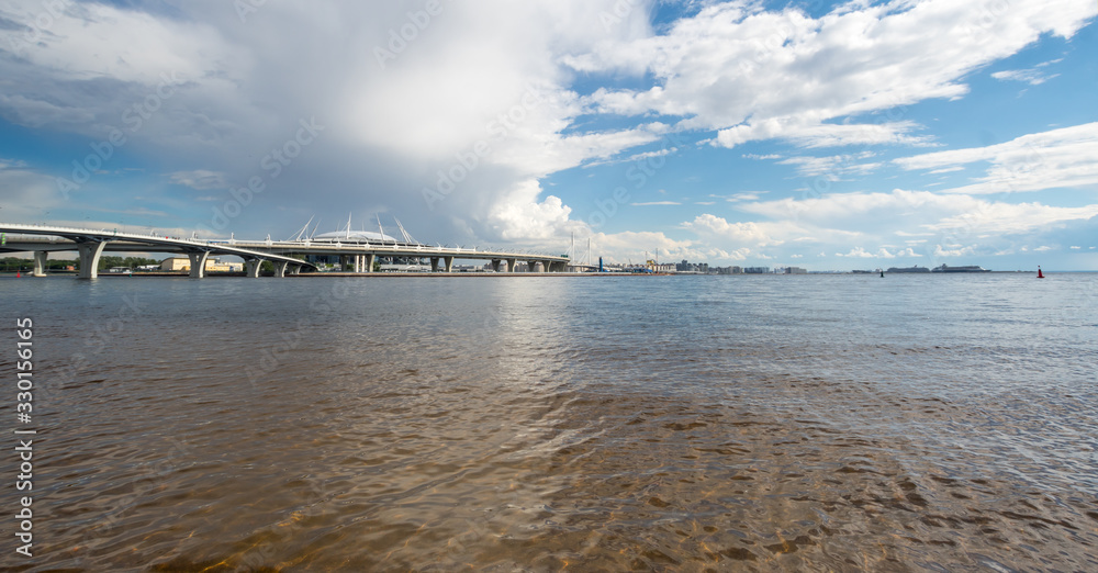Panoramic view of Saint-Petersburg and the Finnish Gulf