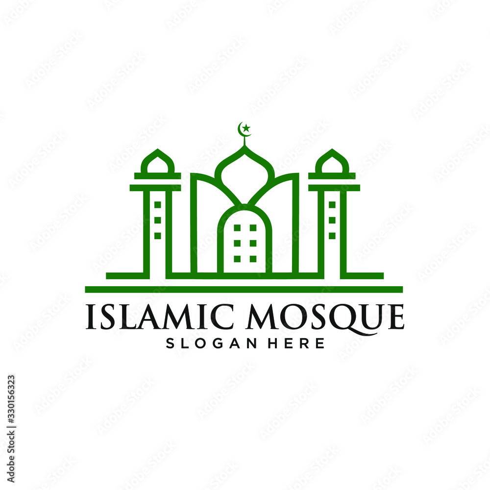 mosque minimalist logo design illustration template download