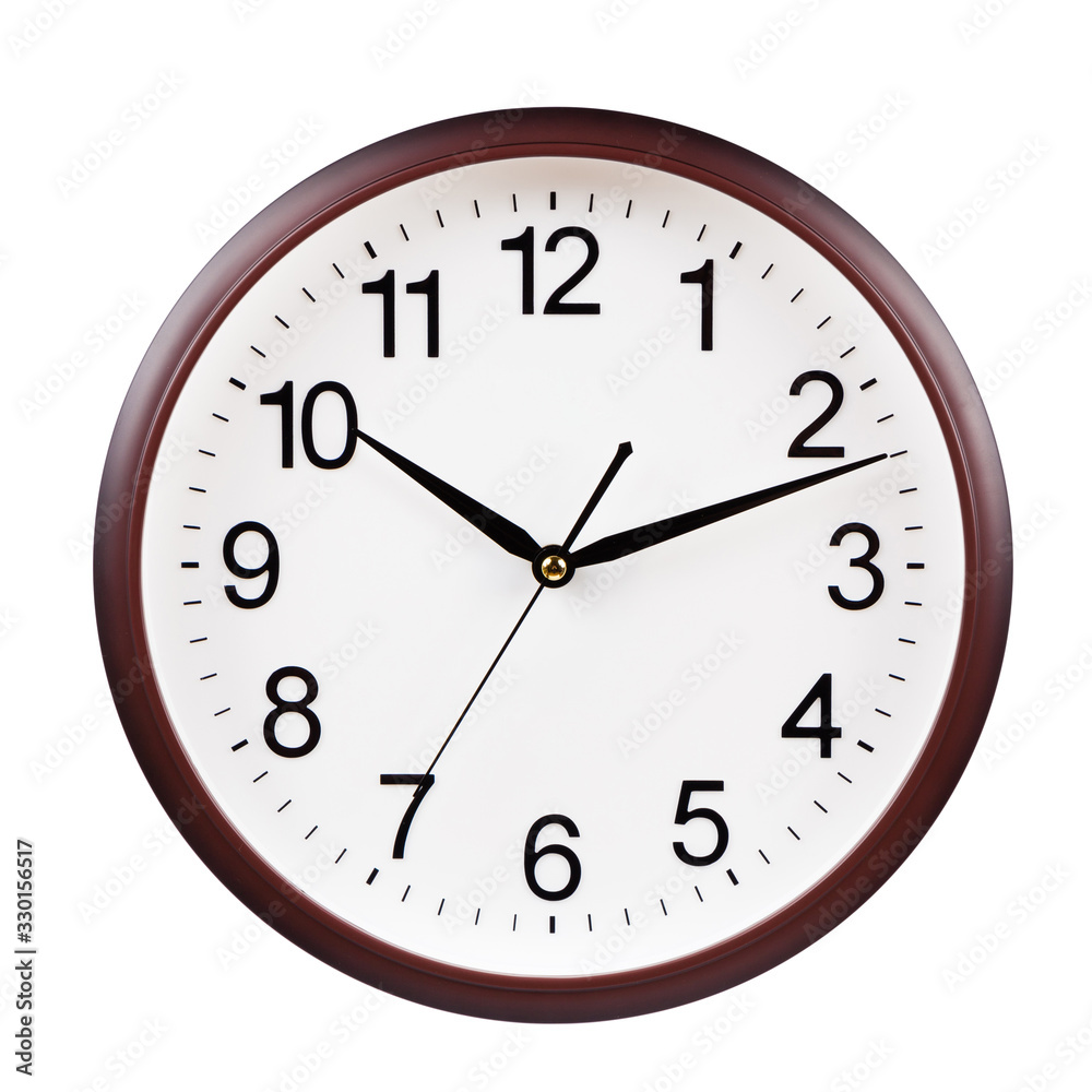 brown round clock isolated on white background brown round clock isolated on white background