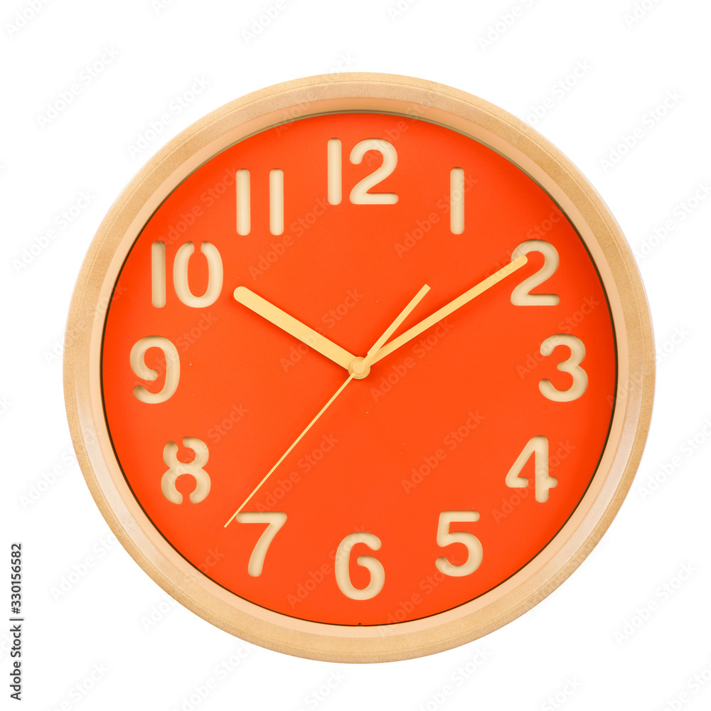 orange round clock isolated on white background orange round clock isolated on white background