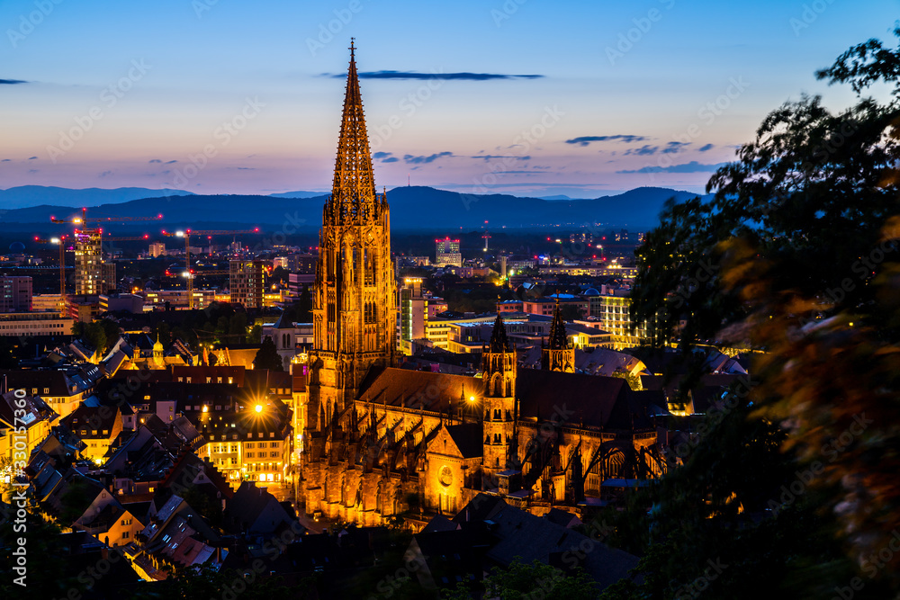 Obraz premium Germany, Cityscape and skyline of freiburg im breisgau 