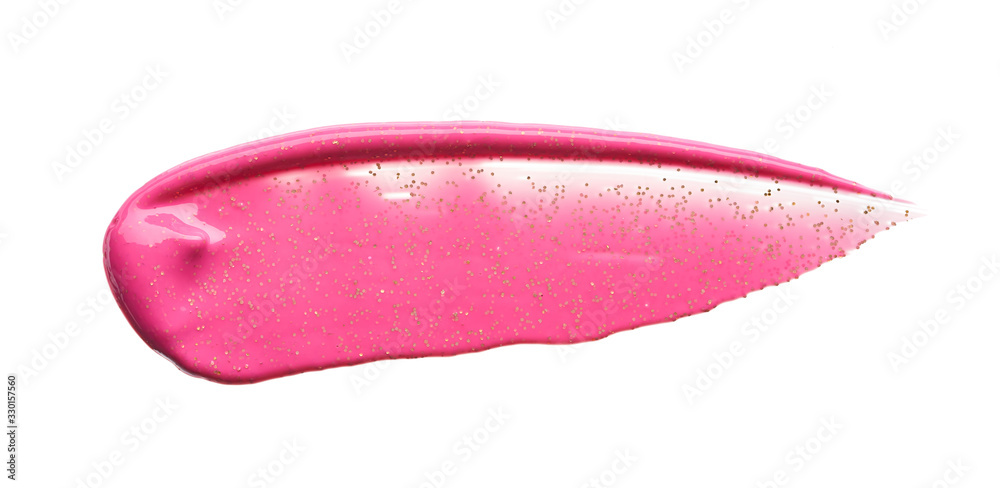 Gently pink strokes and texture of lip gloss or acrylic paint isolated on white background Gently pink strokes and texture of lip gloss or acrylic paint isolated on white background