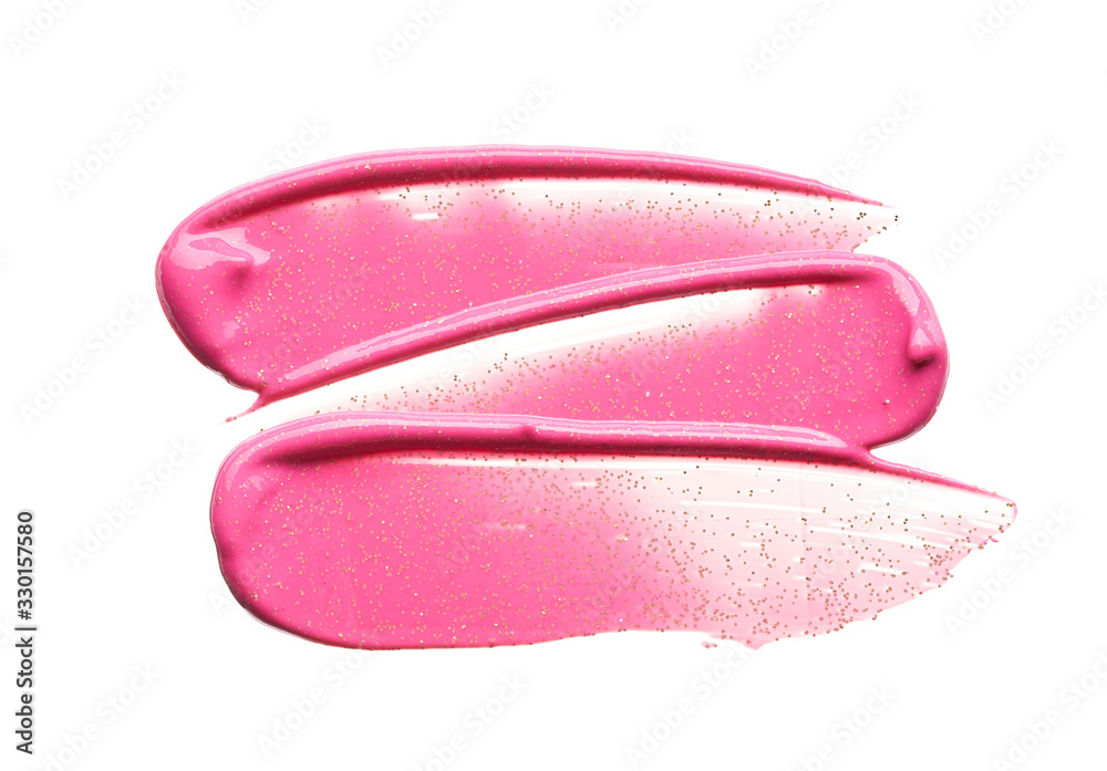 Gently pink strokes and texture of lip gloss or acrylic paint isolated on white background Gently pink strokes and texture of lip gloss or acrylic paint isolated on white background