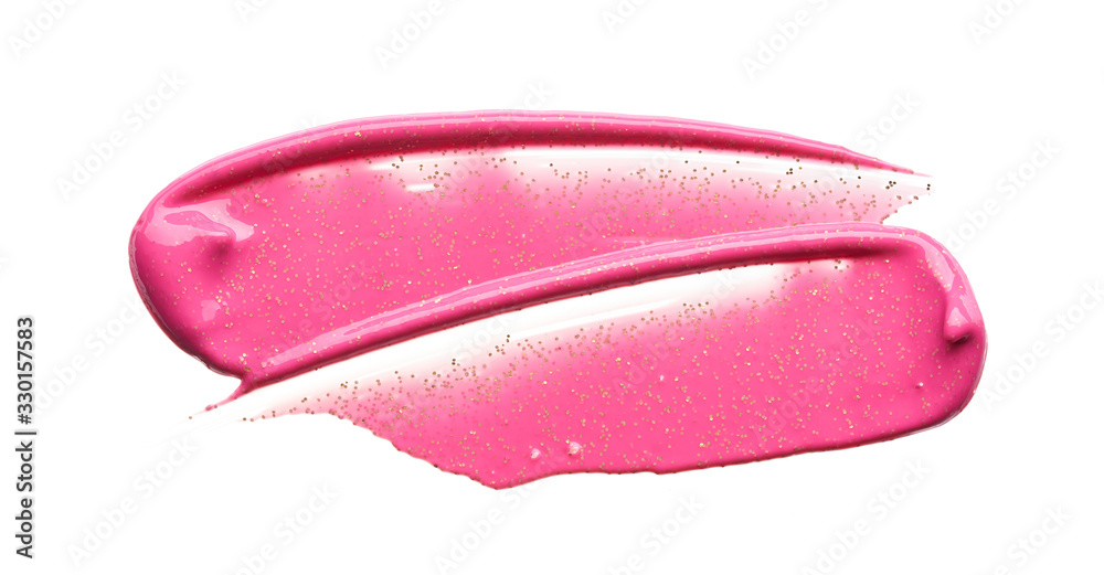 Gently pink strokes and texture of lip gloss or acrylic paint isolated on white background Gently pink strokes and texture of lip gloss or acrylic paint isolated on white background