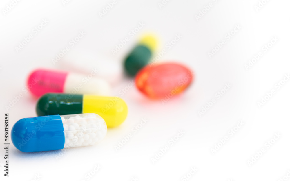 Pills tablets and medicines of different colors Pills tablets and medicines of different colors