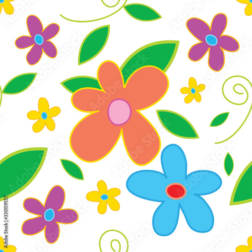 Drawing floral comic  Seamless pattern