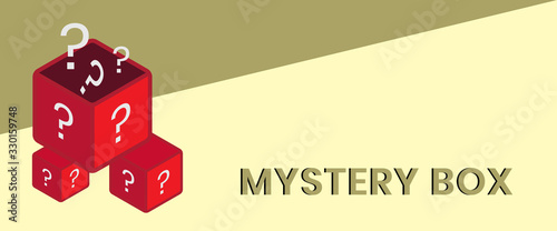 Mystery box or random loot box and gift box for web banner