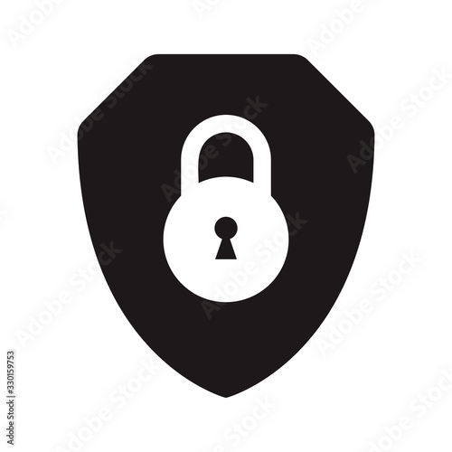 Security shield or virus shield lock icon with line art for apps and websites