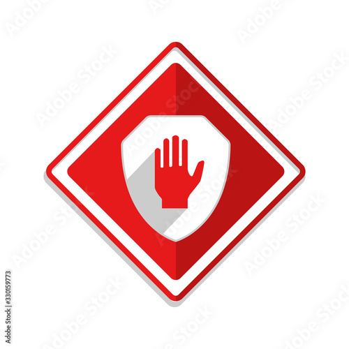 Shield with hand block or adblock - flat icon for apps and websites