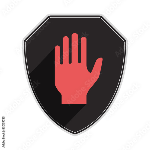 Shield with hand block or adblock - flat icon for apps and websites