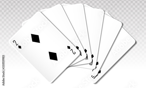 Straight flush diamond poker card. Flat vector icon for casino apps and websites