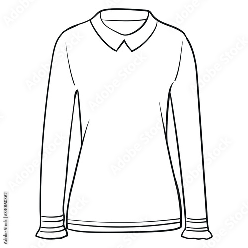monochrome vector drawing of a women's sweater with a collar