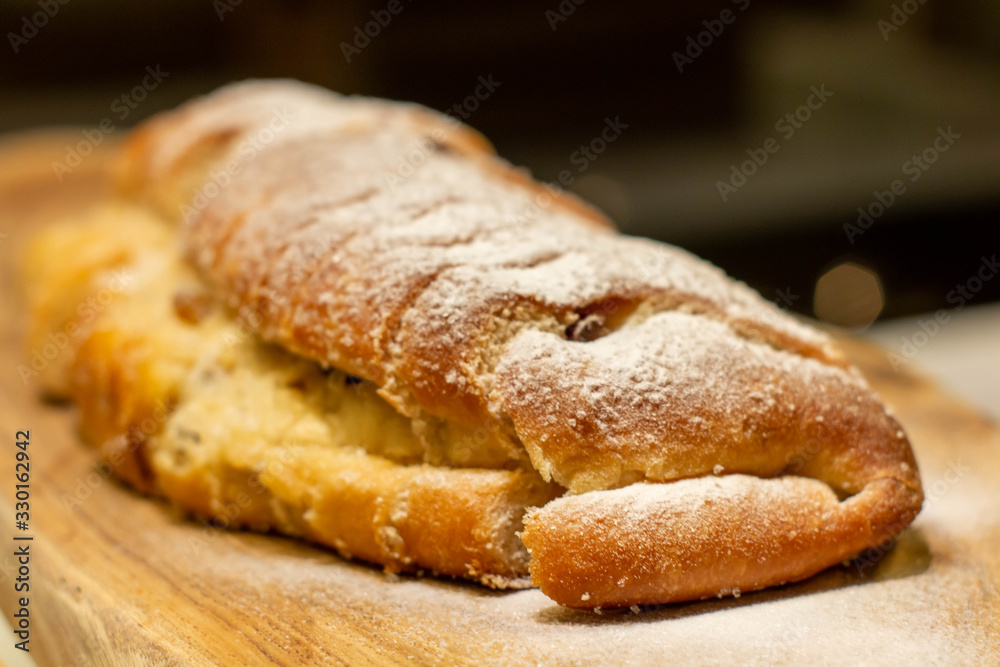 A bread on wooden table