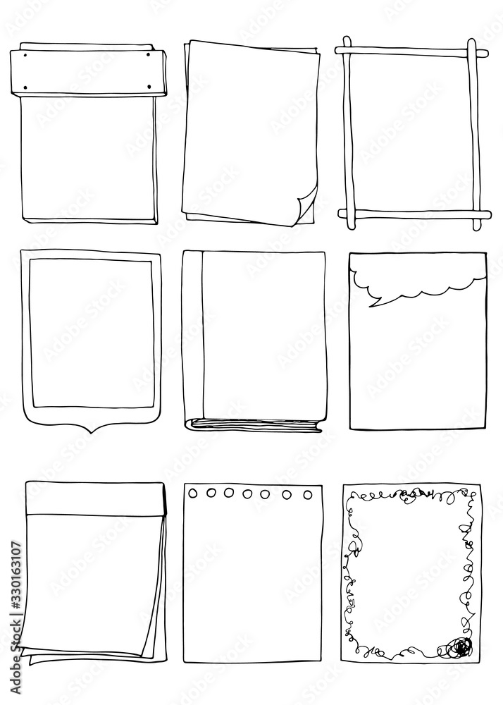 Set of hand drawn doodle frames. Set of hand drawn doodle frames.