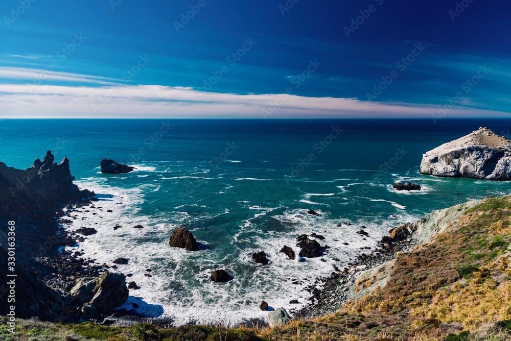 panorama of the cliffs and roads of California on the Pacific coast