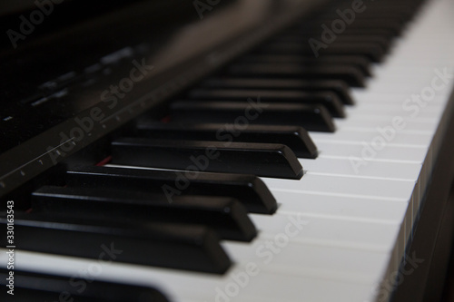 Piano keys. Black and white keys. Electronic piano. Musical instrument.